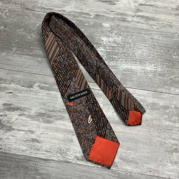 Missoni Brown, Grey, Gold & Tan Braided Pattern Silk Tie - Picture 2 of 5